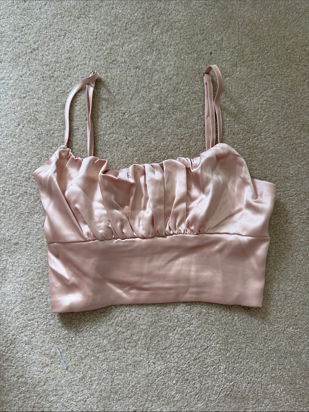 Forever 21 Blush Pink Satin Ruffle Crop Top
